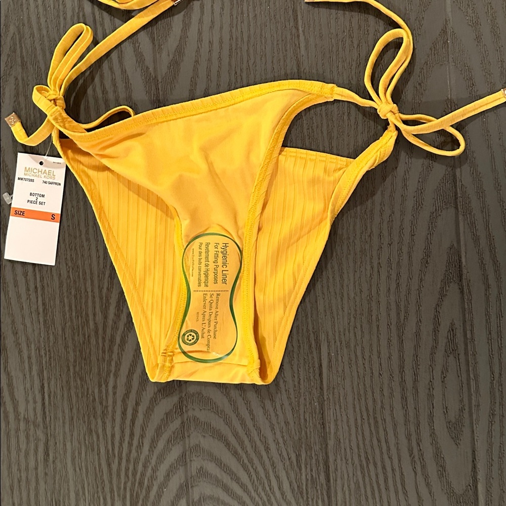 Michael Kors Yellow Ribbed String Bikini Set - Picture 11 of 12